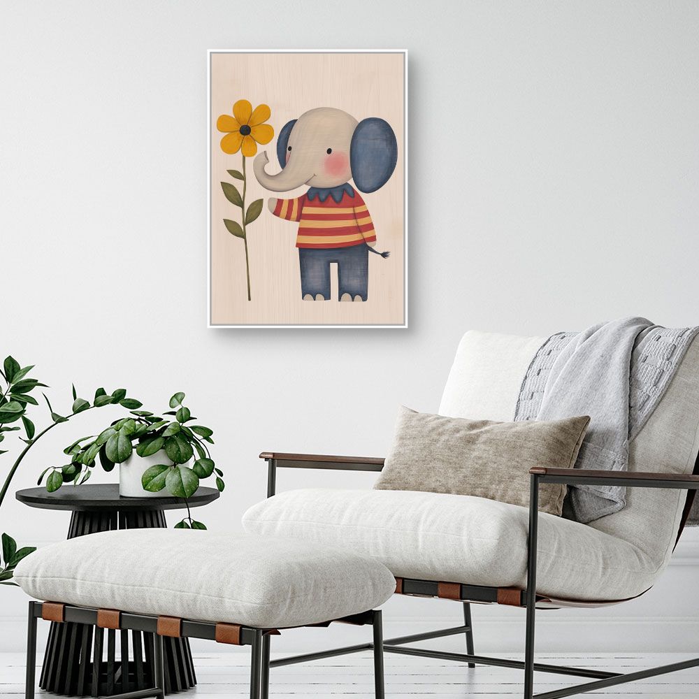 Tableau imprimé pour enfants 'Éléphant fleuri'