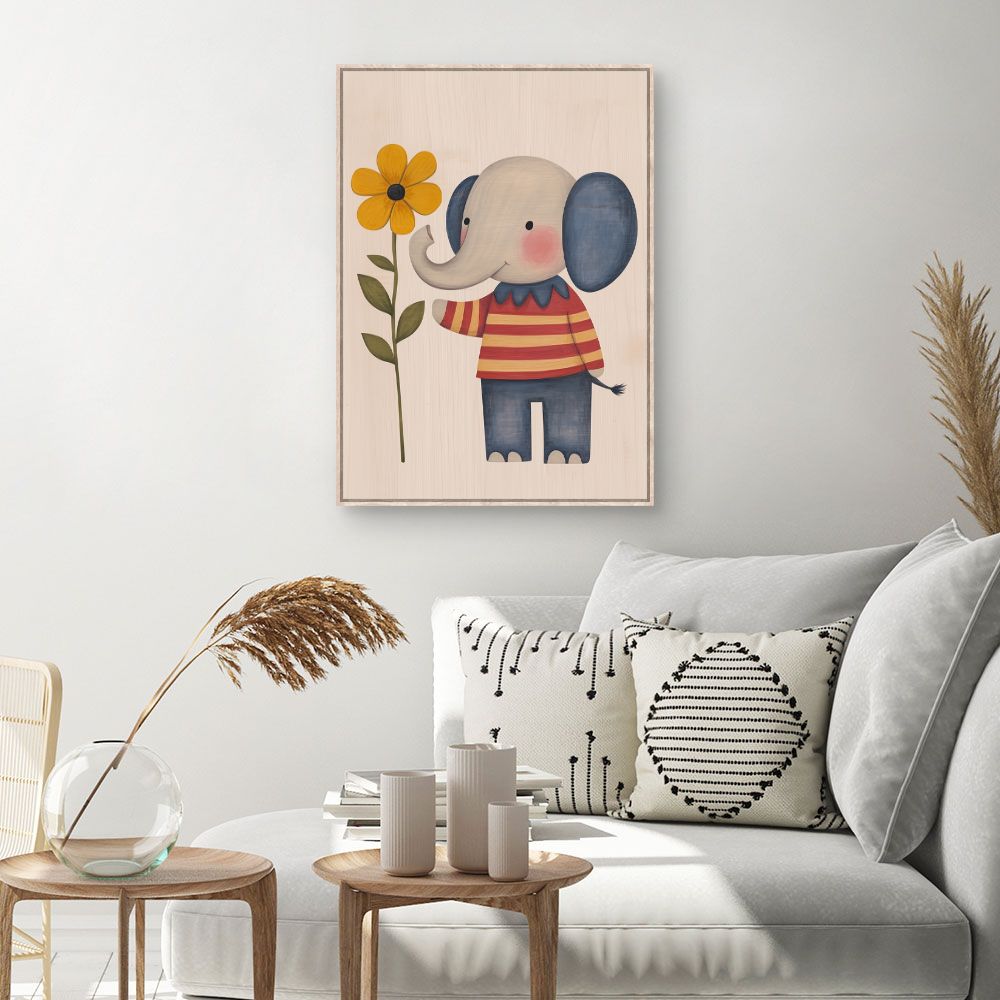Tableau imprimé pour enfants 'Éléphant fleuri'