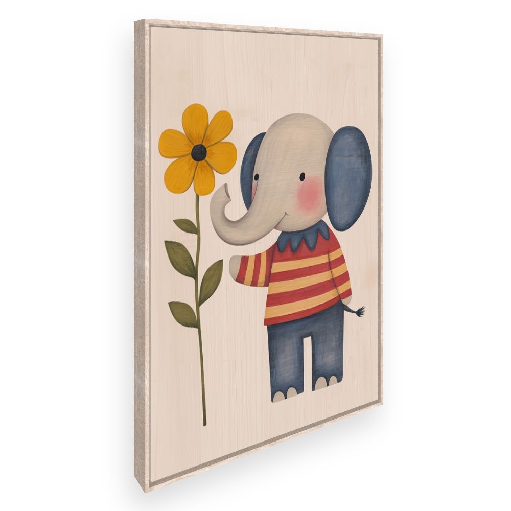 Tableau imprimé pour enfants 'Éléphant fleuri'