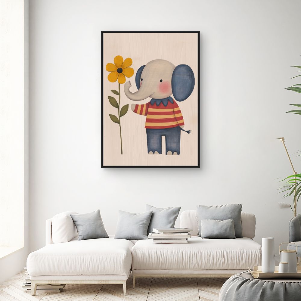 Tableau imprimé pour enfants 'Éléphant fleuri'
