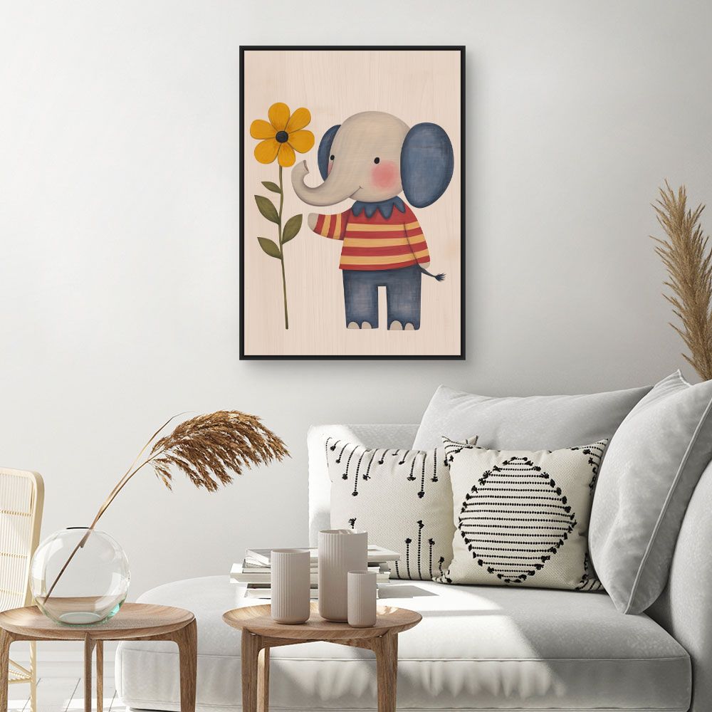 Tableau imprimé pour enfants 'Éléphant fleuri'