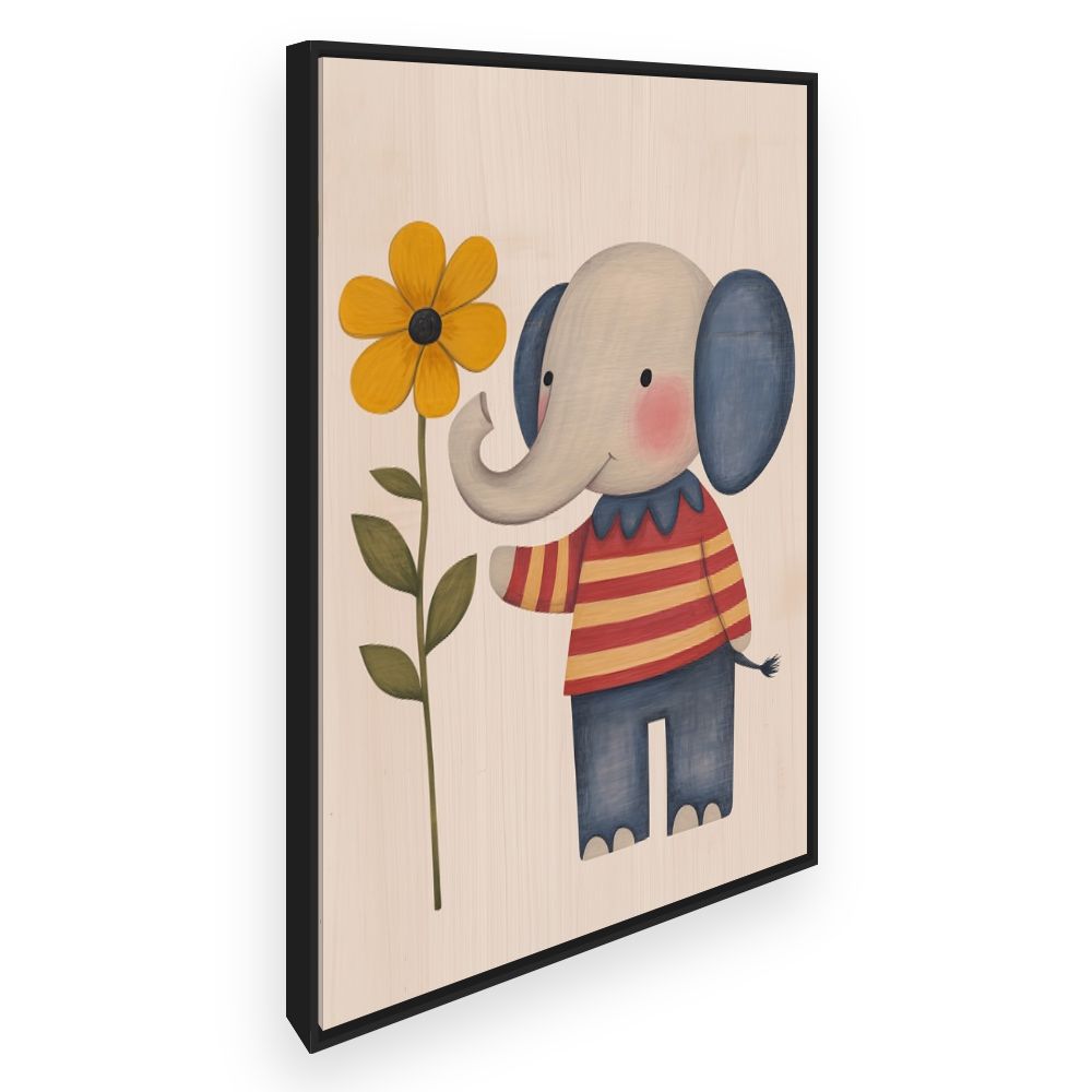 Tableau imprimé pour enfants 'Éléphant fleuri'