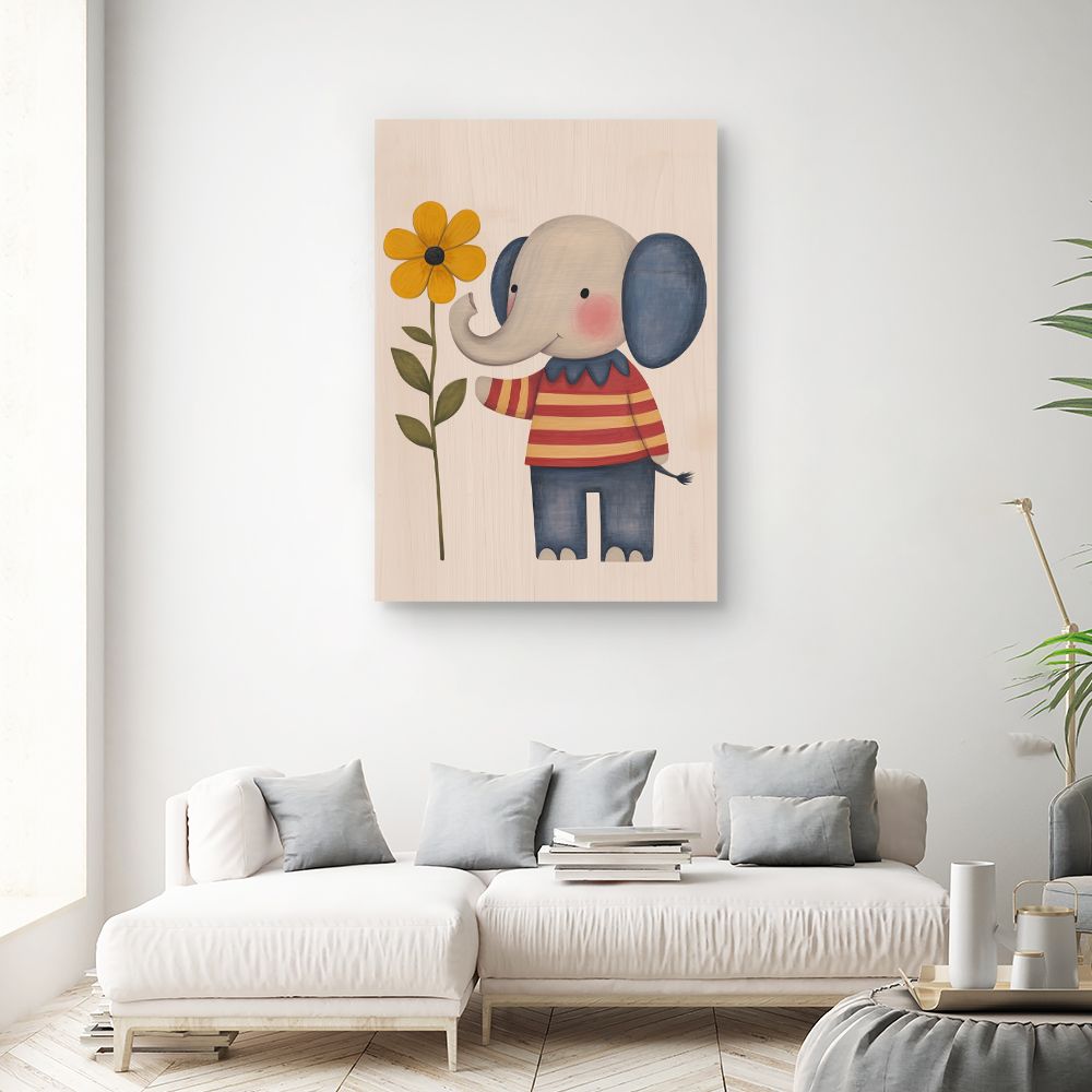 Tableau imprimé pour enfants 'Éléphant fleuri'
