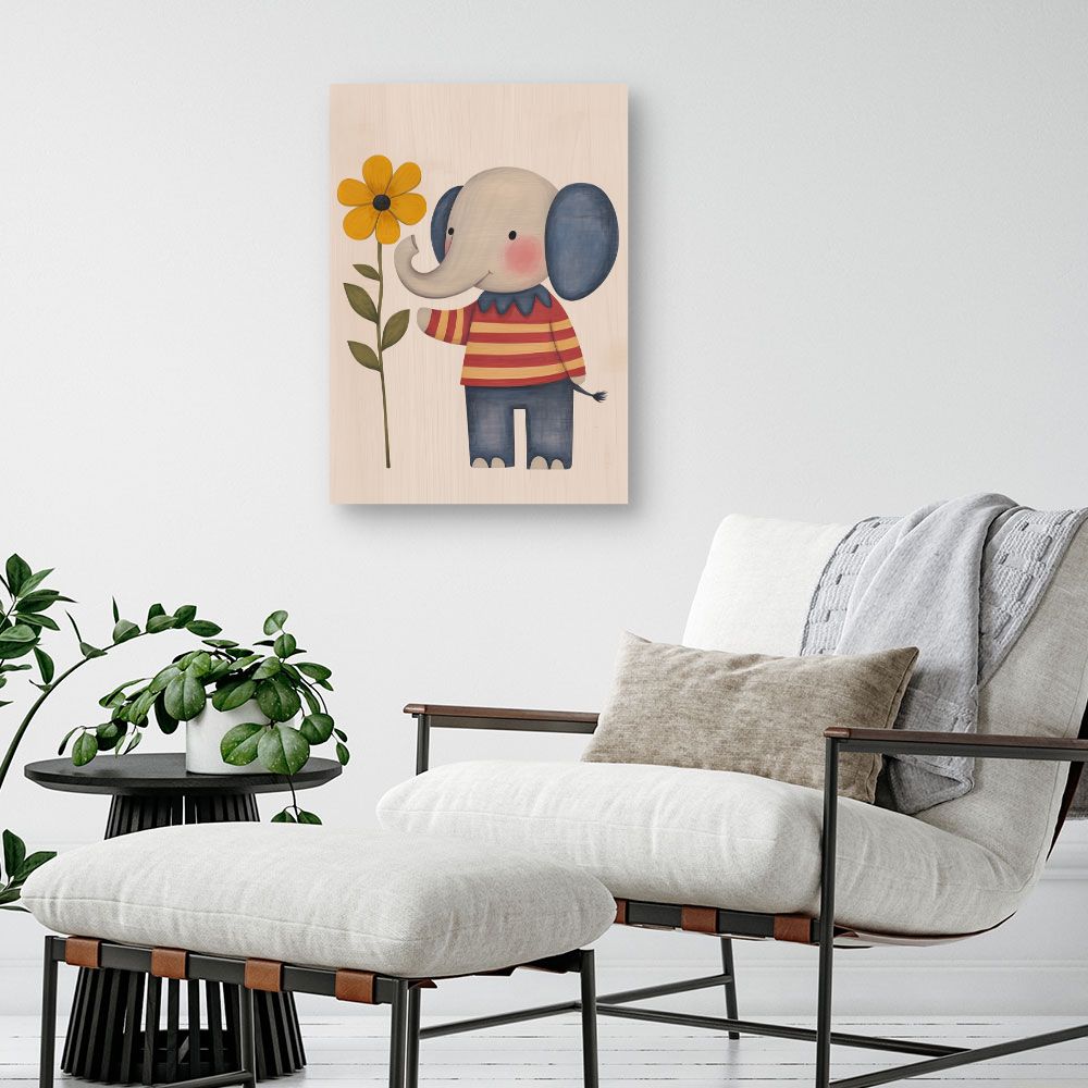 Tableau imprimé pour enfants 'Éléphant fleuri'