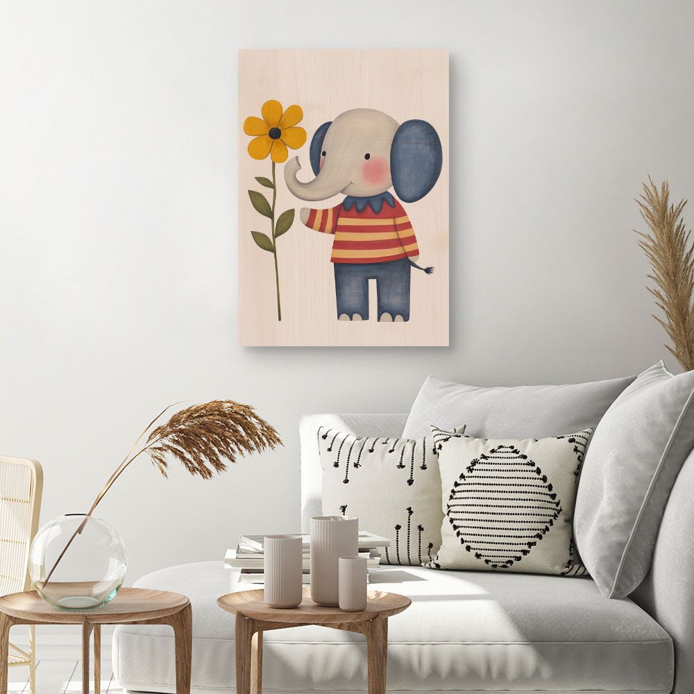 Tableau imprimé pour enfants 'Éléphant fleuri'