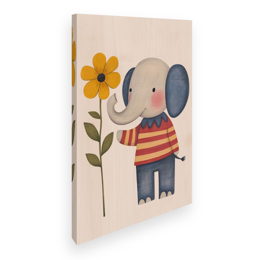 Tableau imprimé pour enfants 'Éléphant fleuri'
