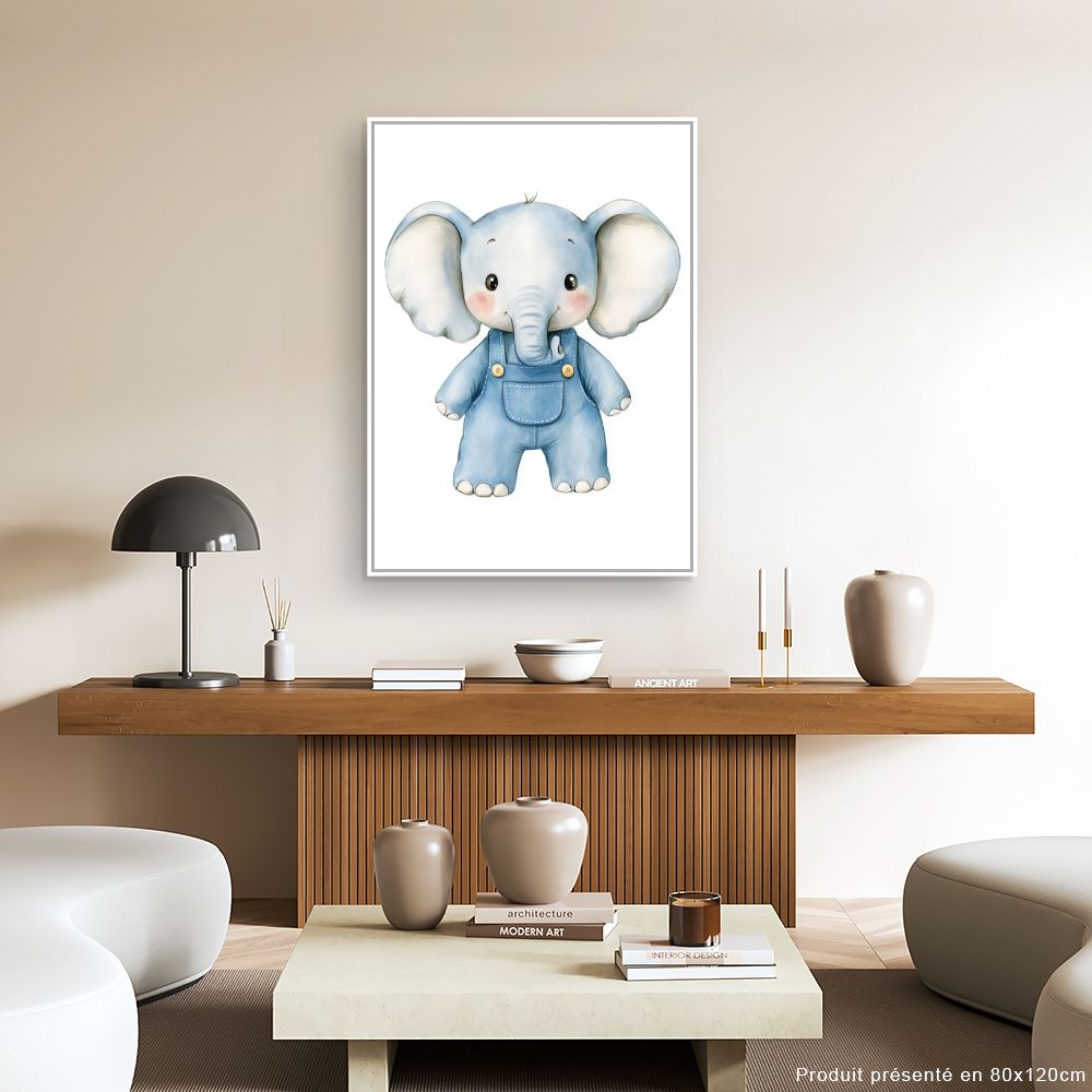 Tableau imprimé pour enfants 'Éléphant adorable'