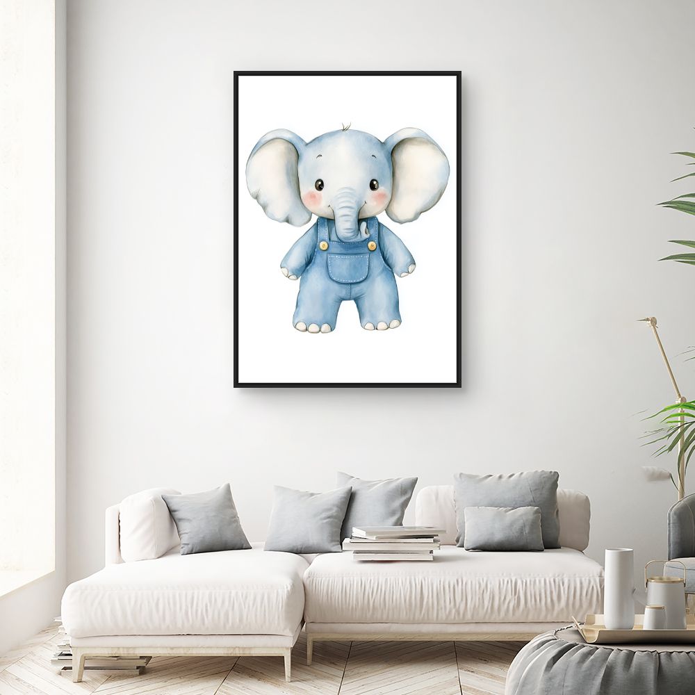 Tableau imprimé pour enfants 'Éléphant adorable'
