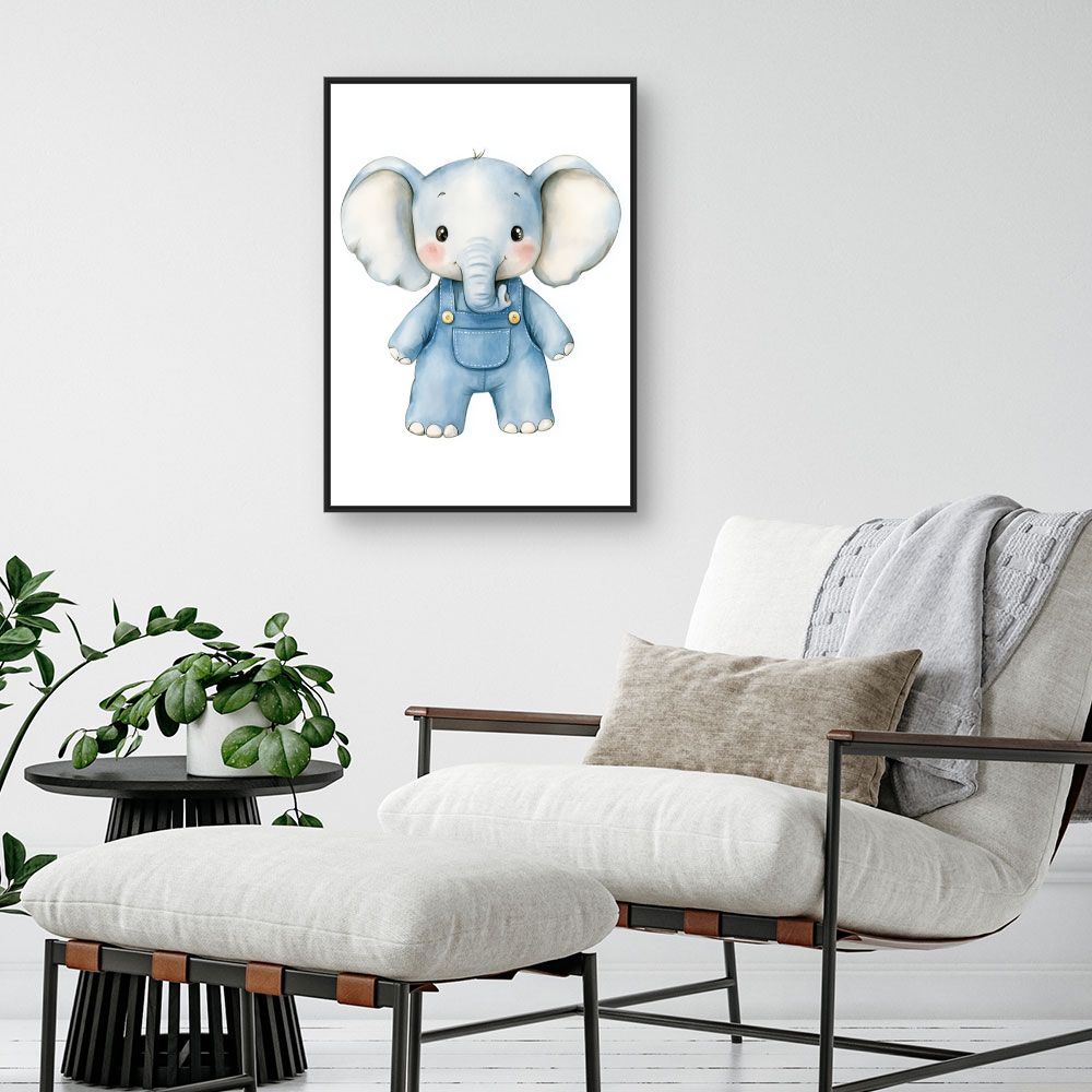 Tableau imprimé pour enfants 'Éléphant adorable'