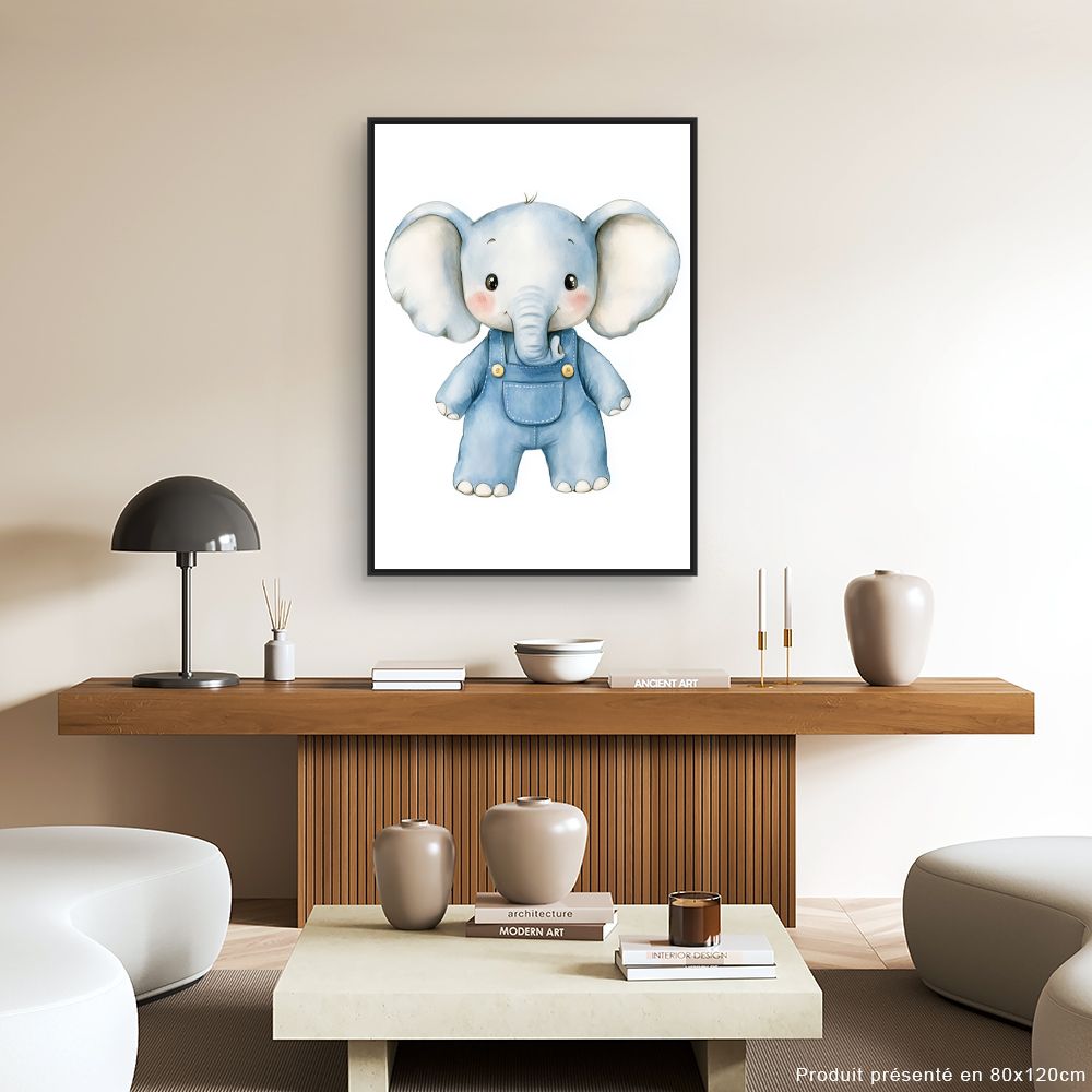 Tableau imprimé pour enfants 'Éléphant adorable'