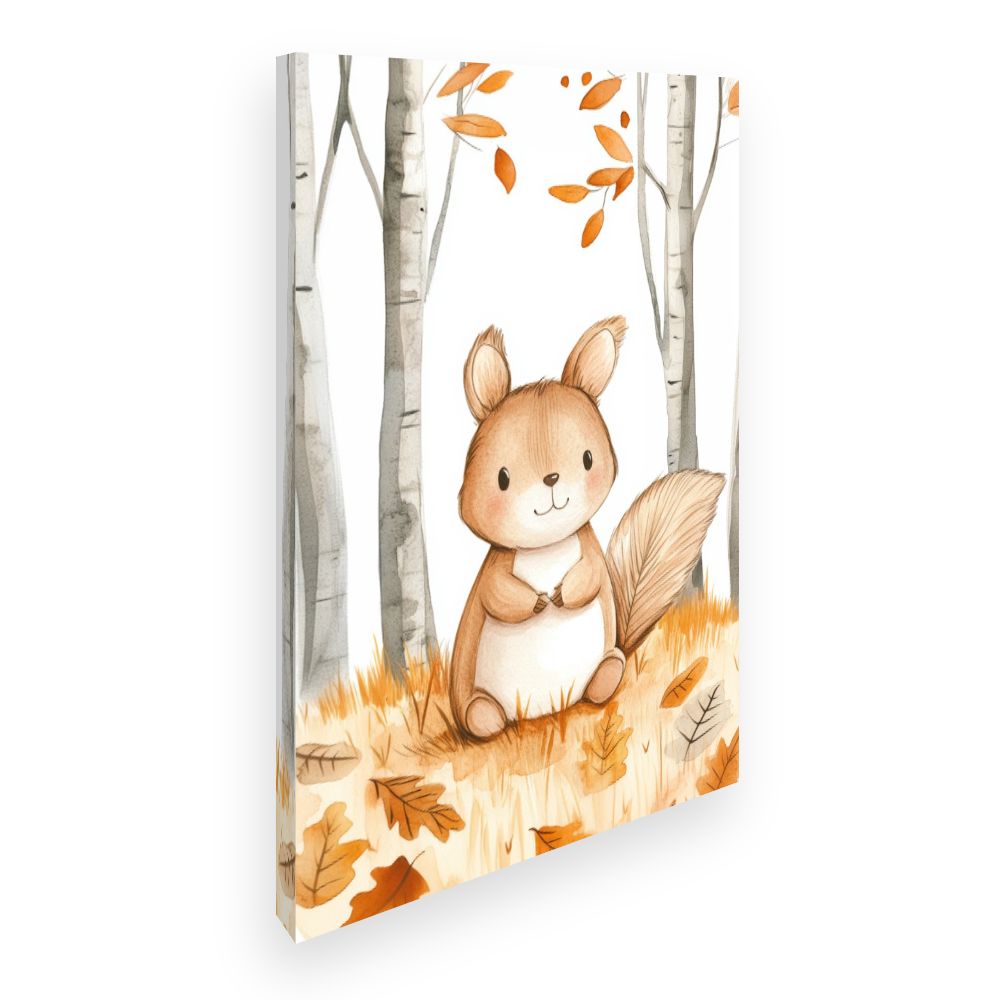 Tableau imprimé pour enfants 'Écureuil automnal charmant'