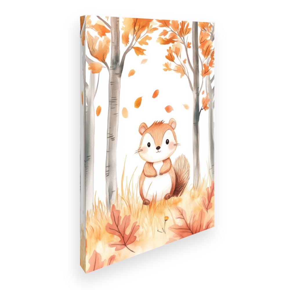 Tableau imprimé pour enfants 'Écureuil automnal'