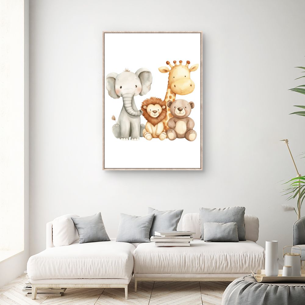 Tableau imprimé pour enfants 'Animaux adorables'