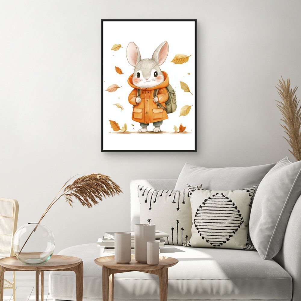 Tableau imprimé pour enfants 'Lapin automnal mignon'
