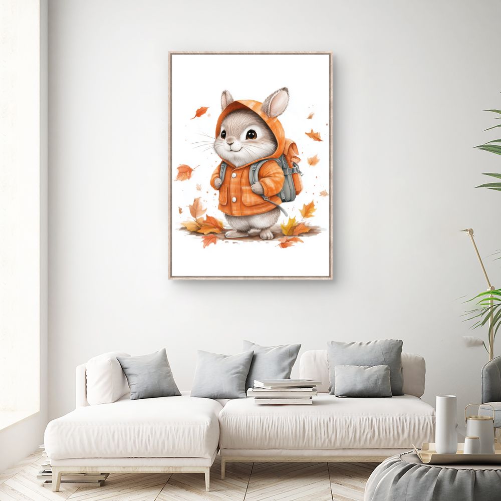 Tableau 'Lapin mignon automnal'