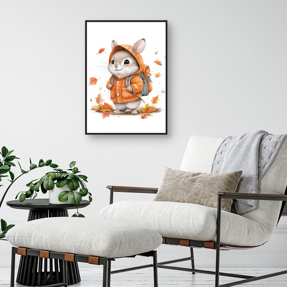 Tableau 'Lapin mignon automnal'