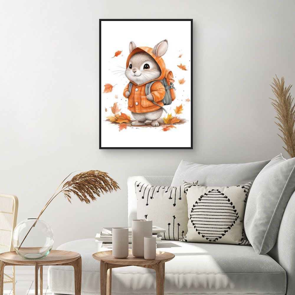 Tableau 'Lapin mignon automnal'