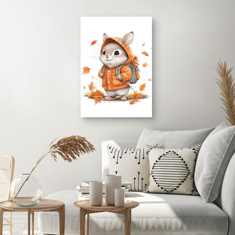 Tableau 'Lapin mignon automnal'