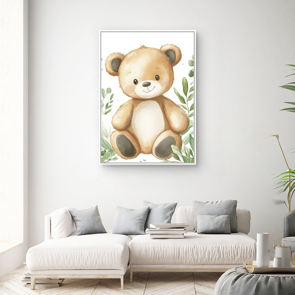 Tableau imprimé pour enfants 'Ours mignon nature'