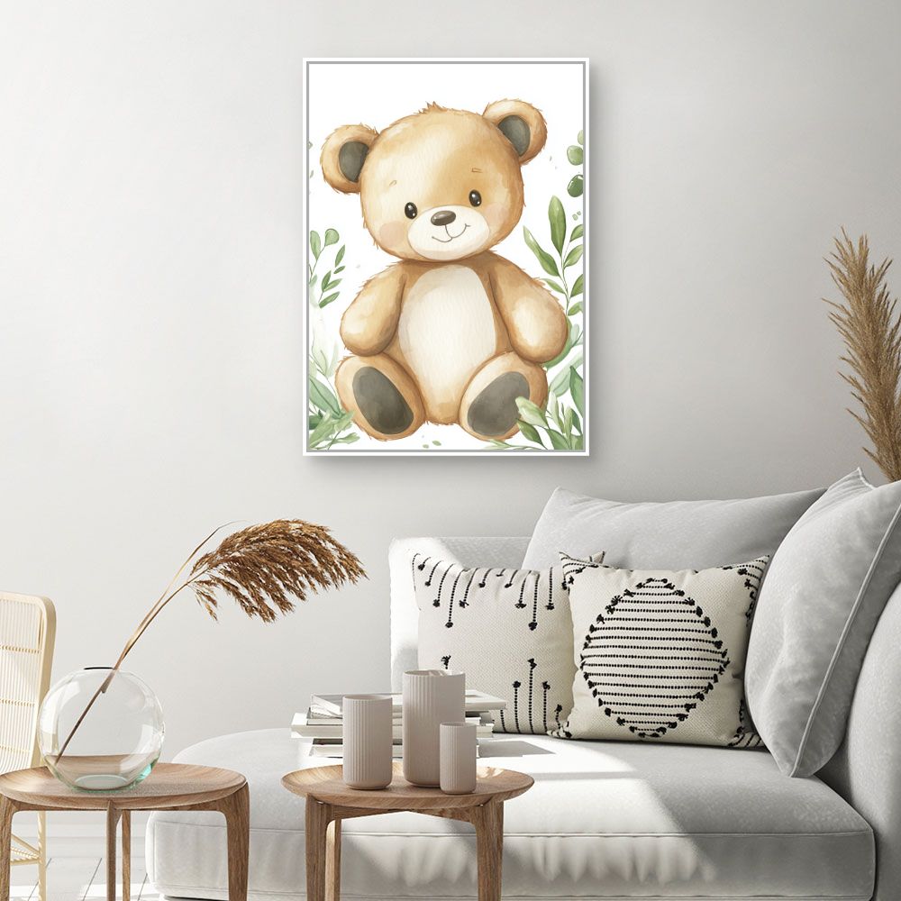 Tableau imprimé pour enfants 'Ours mignon nature'
