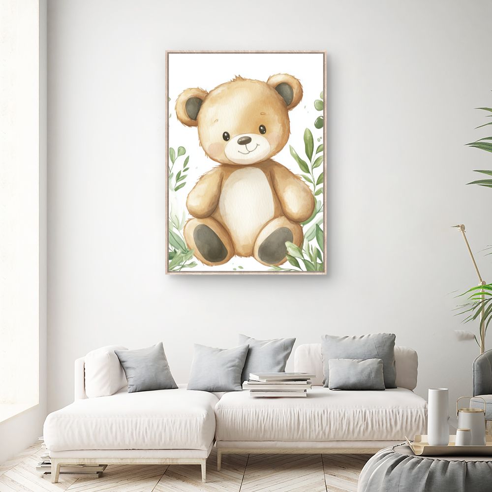 Tableau imprimé pour enfants 'Ours mignon nature'