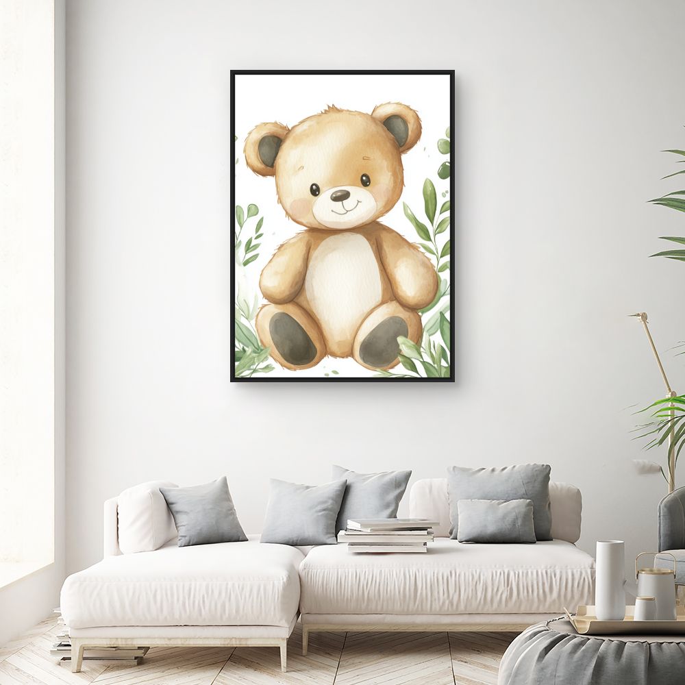 Tableau imprimé pour enfants 'Ours mignon nature'