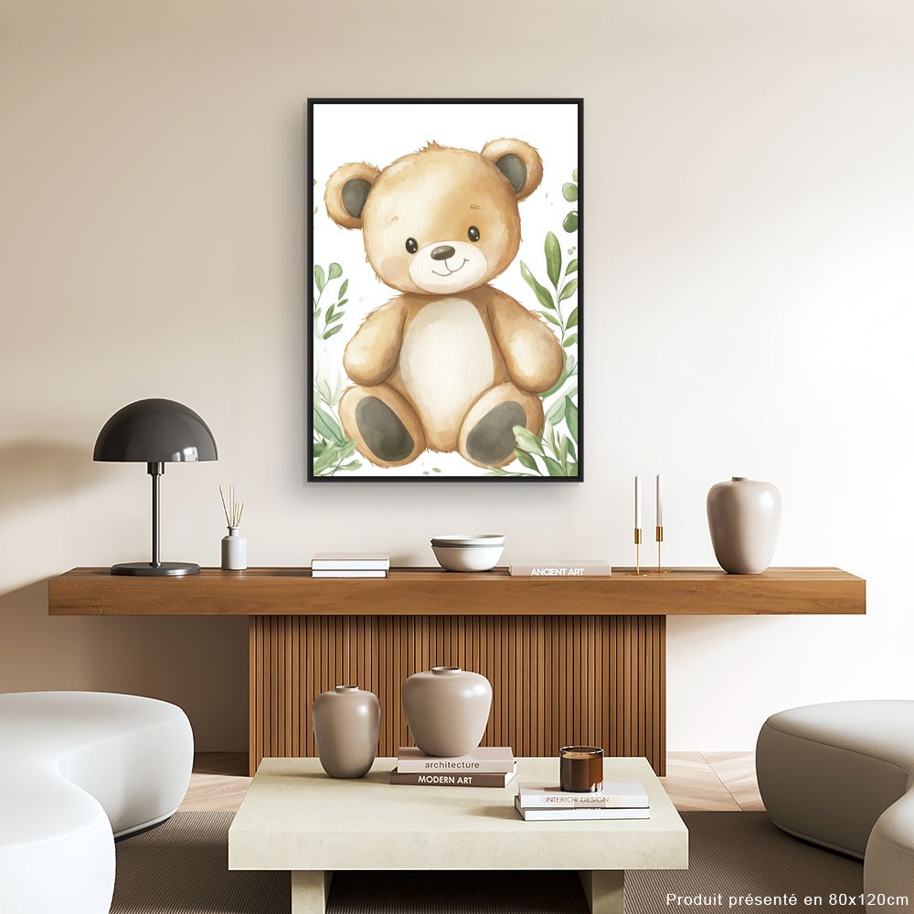 Tableau imprimé pour enfants 'Ours mignon nature'