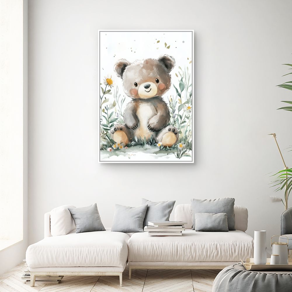 Tableau imprimé pour enfants 'Ours doux câlin'
