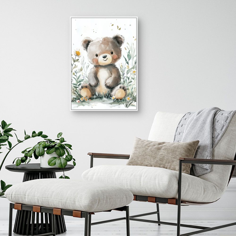 Tableau imprimé pour enfants 'Ours doux câlin'