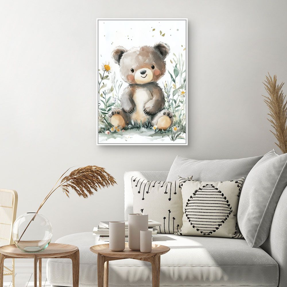 Tableau imprimé pour enfants 'Ours doux câlin'