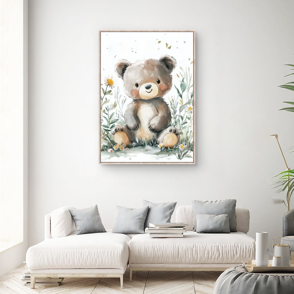 Tableau imprimé pour enfants 'Ours doux câlin'