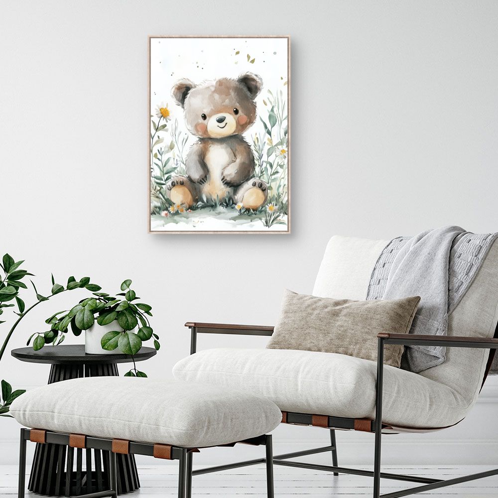 Tableau imprimé pour enfants 'Ours doux câlin'