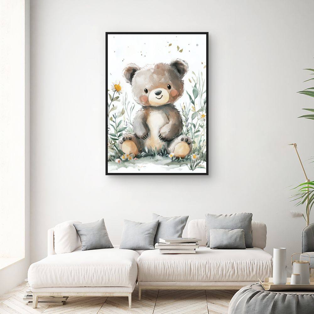 Tableau imprimé pour enfants 'Ours doux câlin'