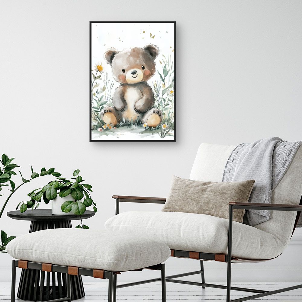 Tableau imprimé pour enfants 'Ours doux câlin'