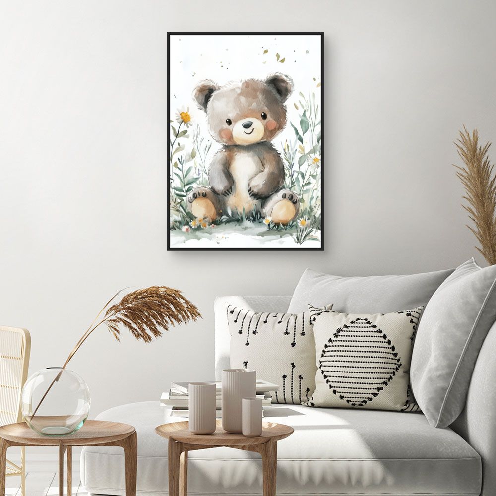 Tableau imprimé pour enfants 'Ours doux câlin'