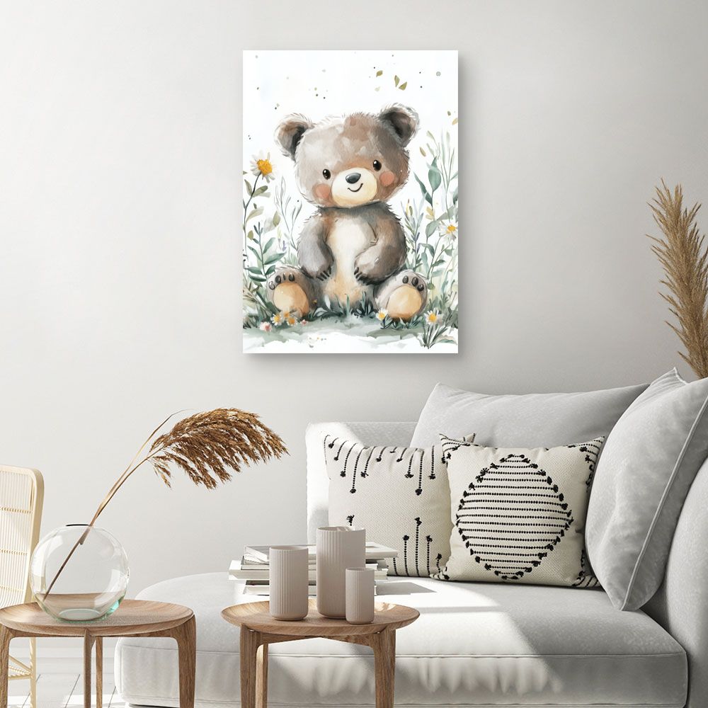Tableau imprimé pour enfants 'Ours doux câlin'