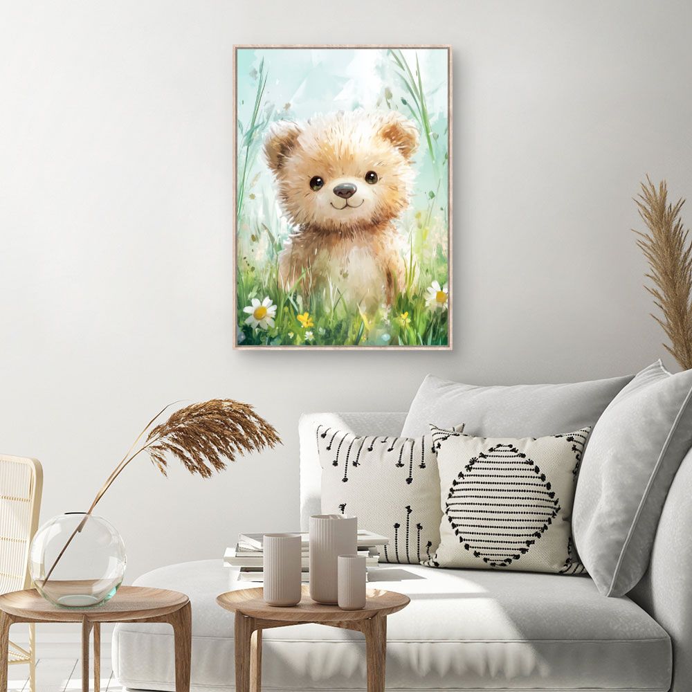 Tableau imprimé pour enfants 'Ours adorablement champêtre'