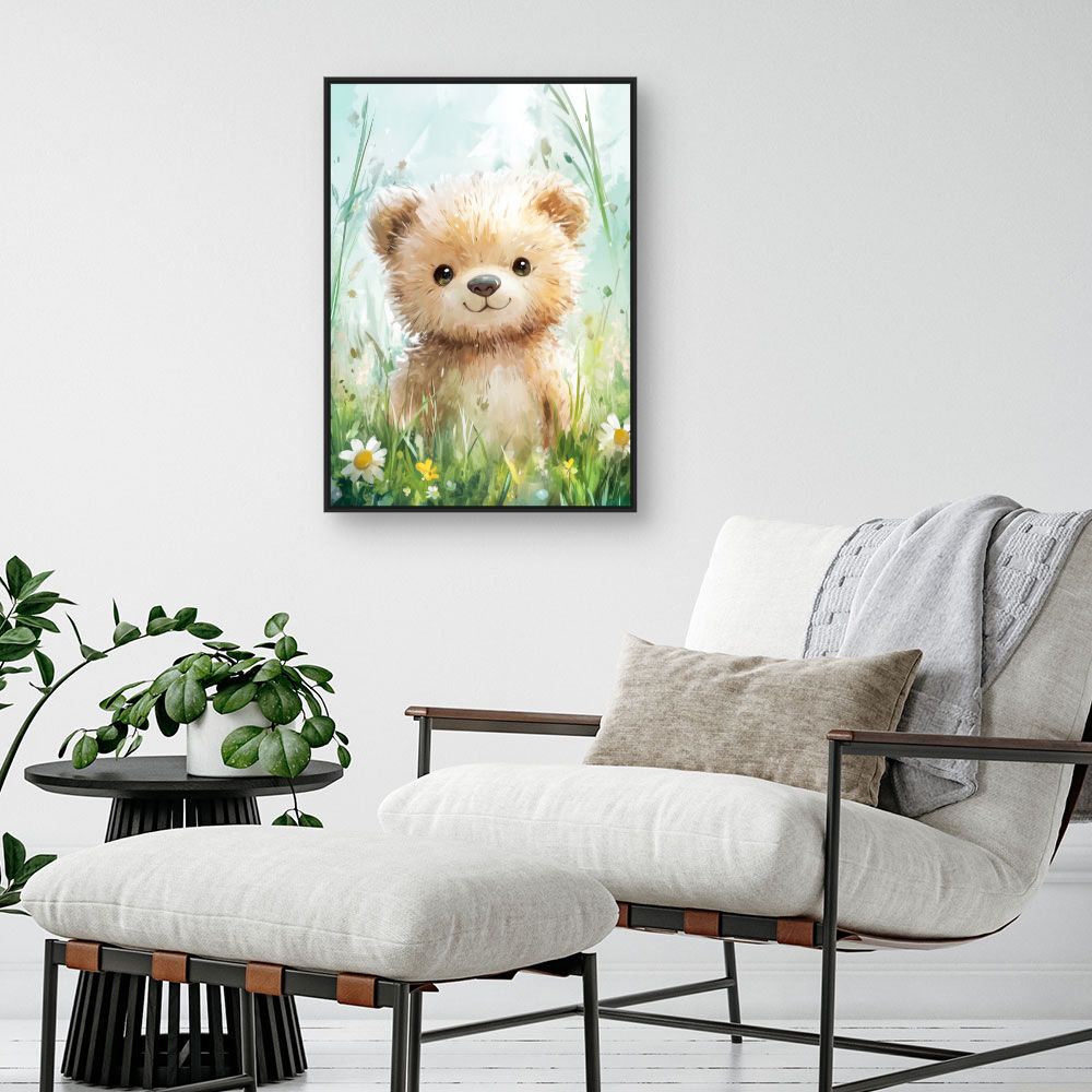 Tableau imprimé pour enfants 'Ours adorablement champêtre'