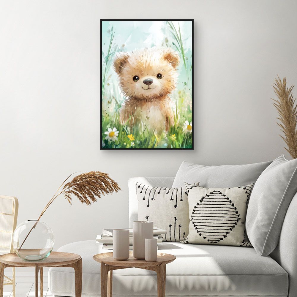 Tableau imprimé pour enfants 'Ours adorablement champêtre'