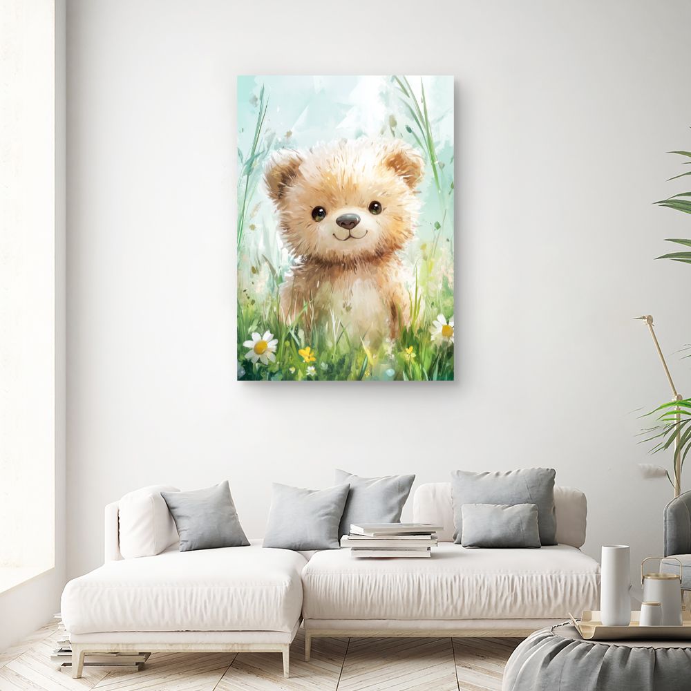 Tableau imprimé pour enfants 'Ours adorablement champêtre'