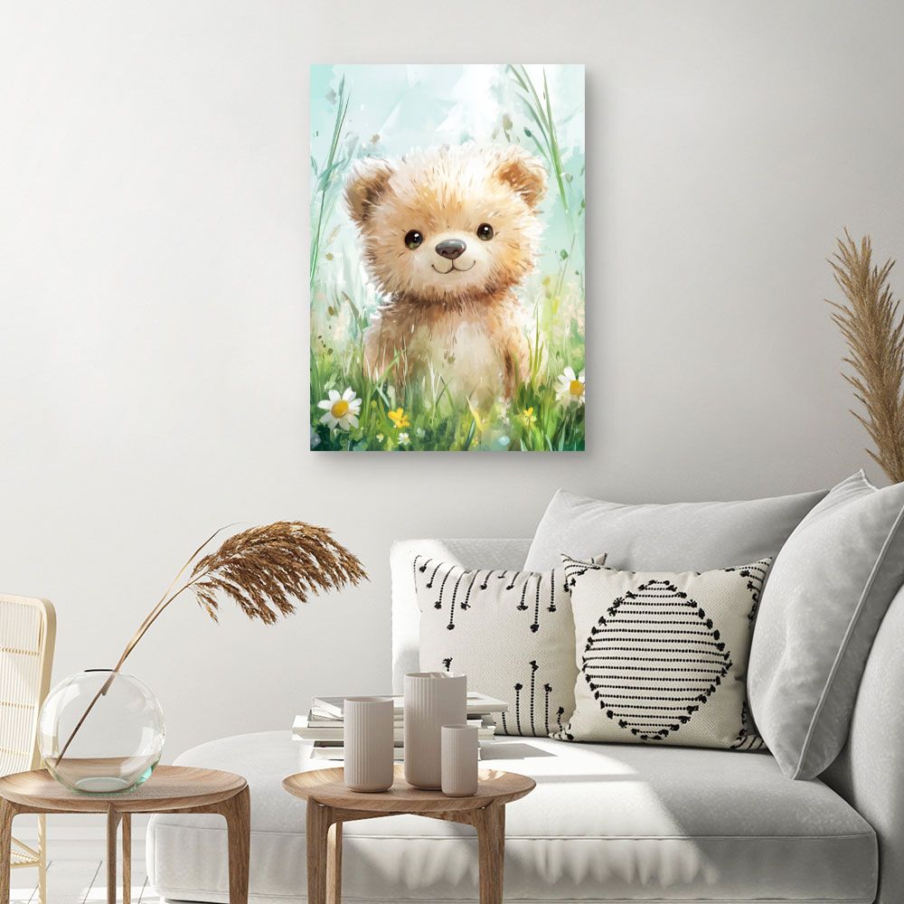 Tableau imprimé pour enfants 'Ours adorablement champêtre'