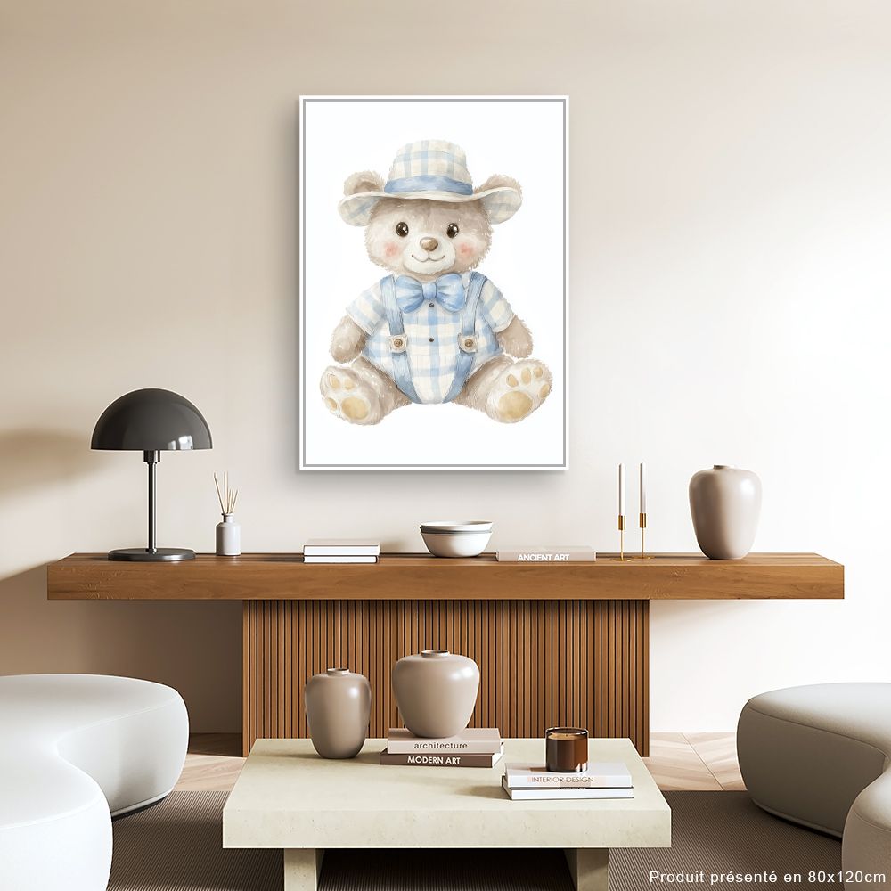 Tableau imprimé pour enfants 'Ours élégant'