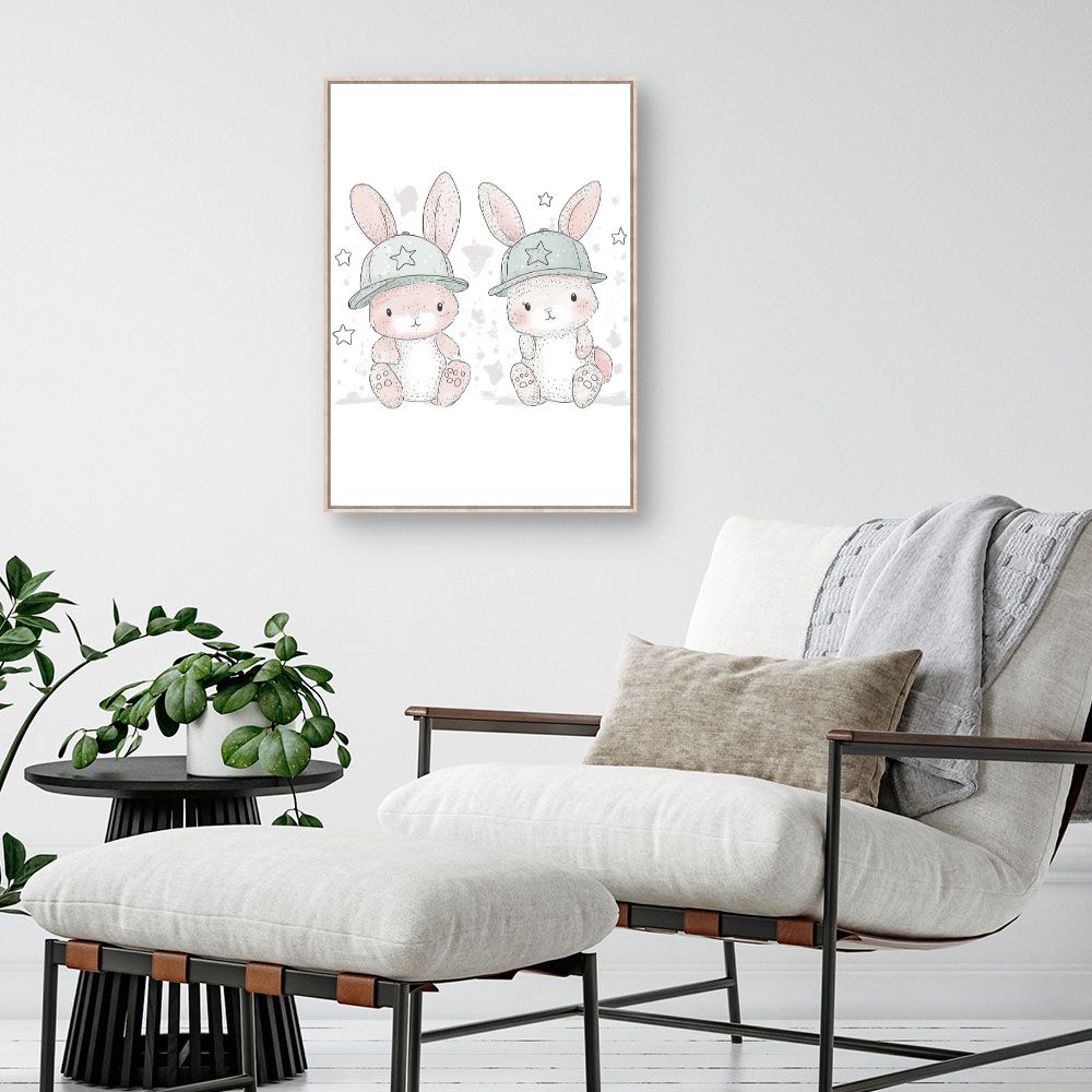 Tableau imprimé pour enfants 'Lapins adorables'