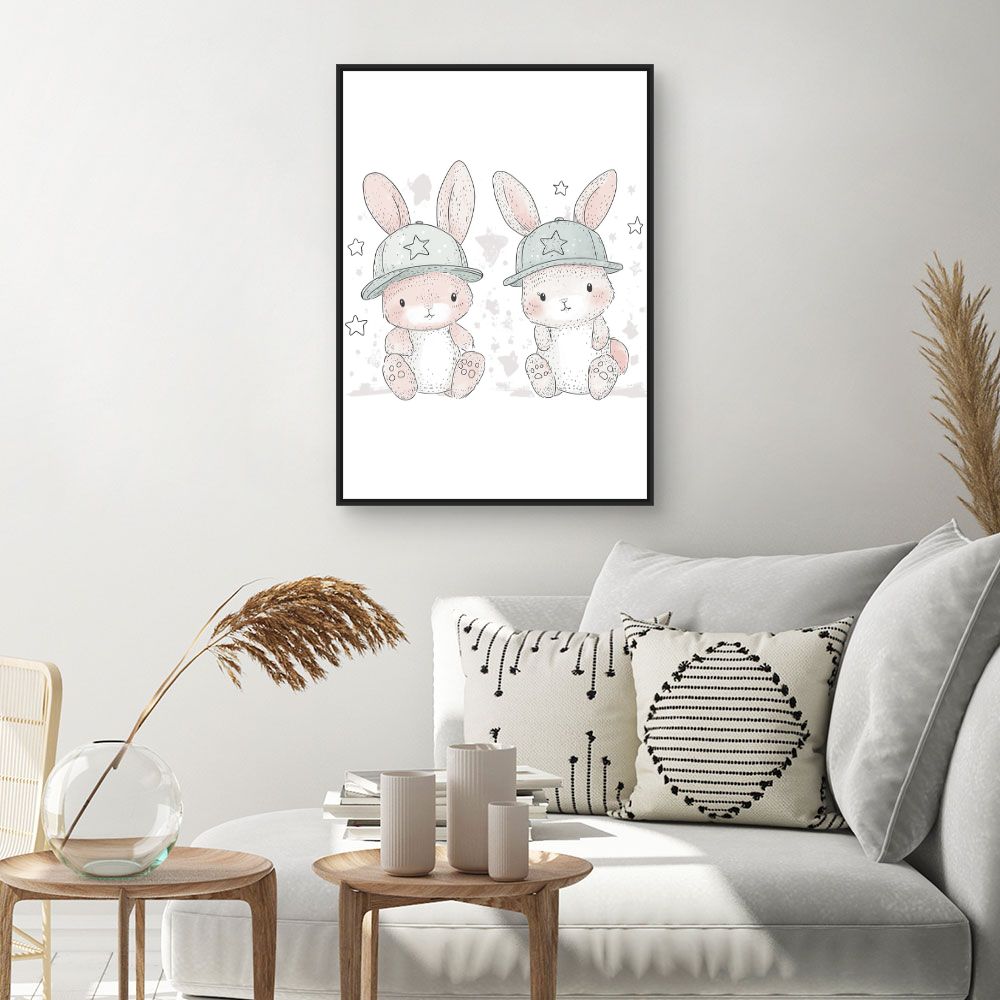 Tableau imprimé pour enfants 'Lapins adorables'