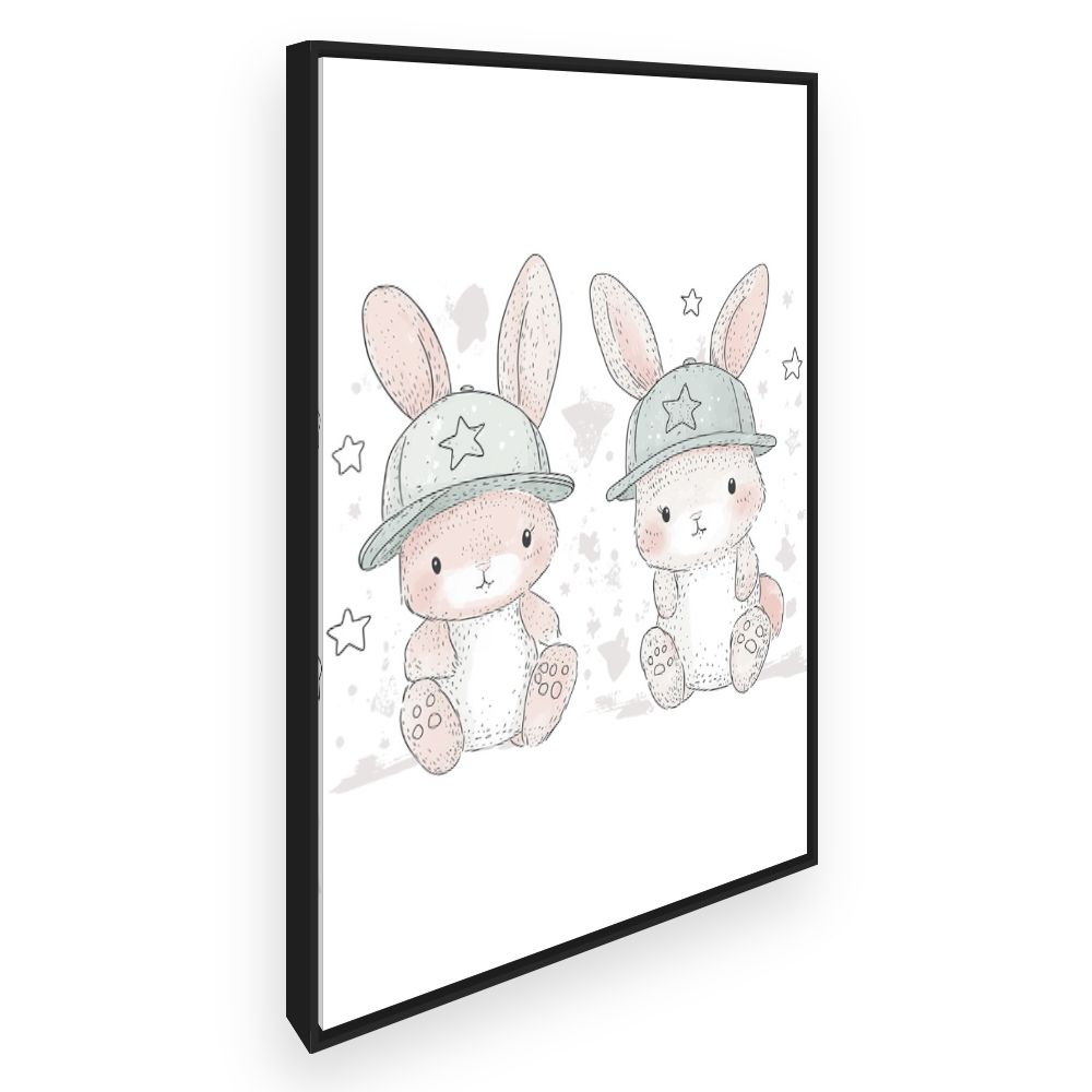 Tableau imprimé pour enfants 'Lapins adorables'