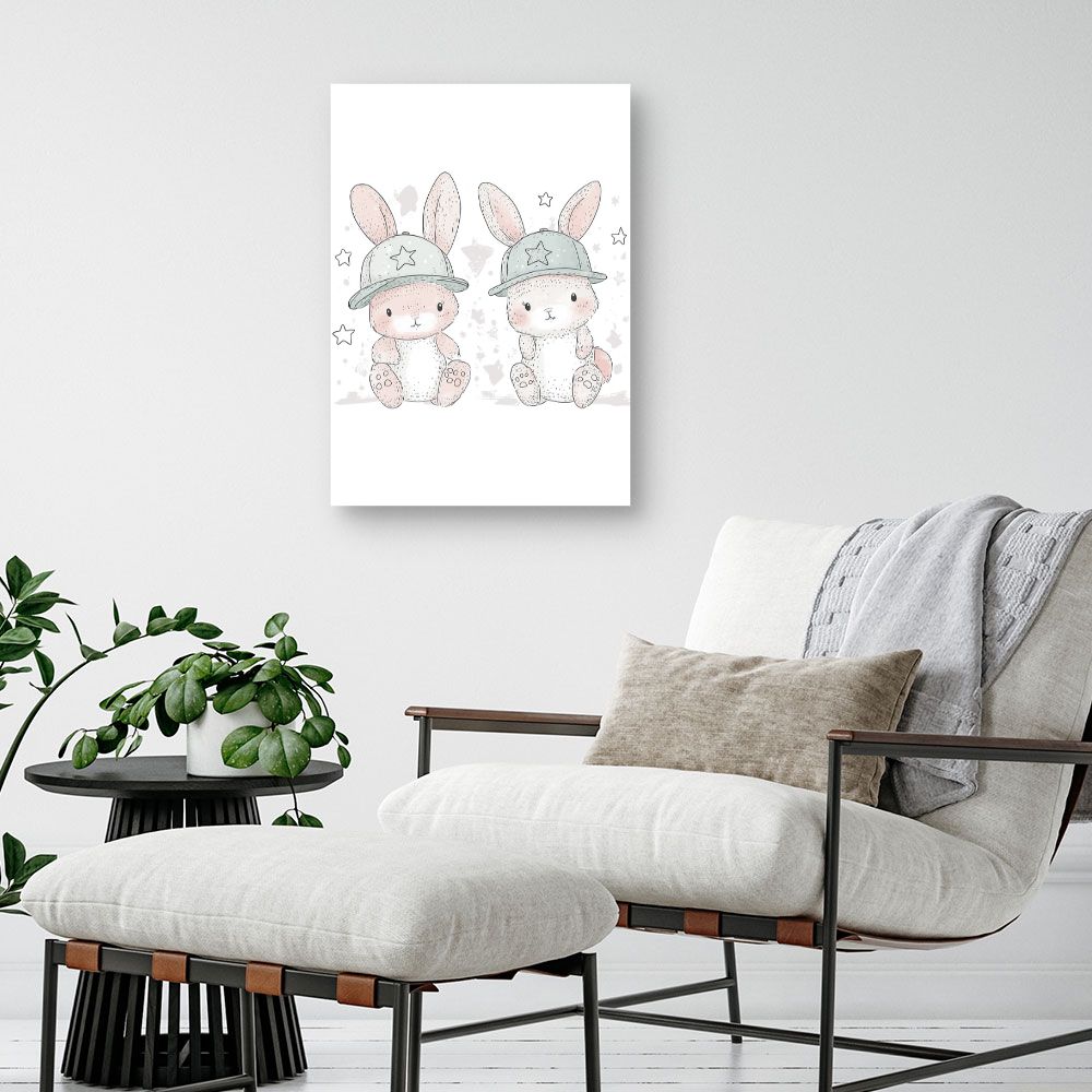 Tableau imprimé pour enfants 'Lapins adorables'