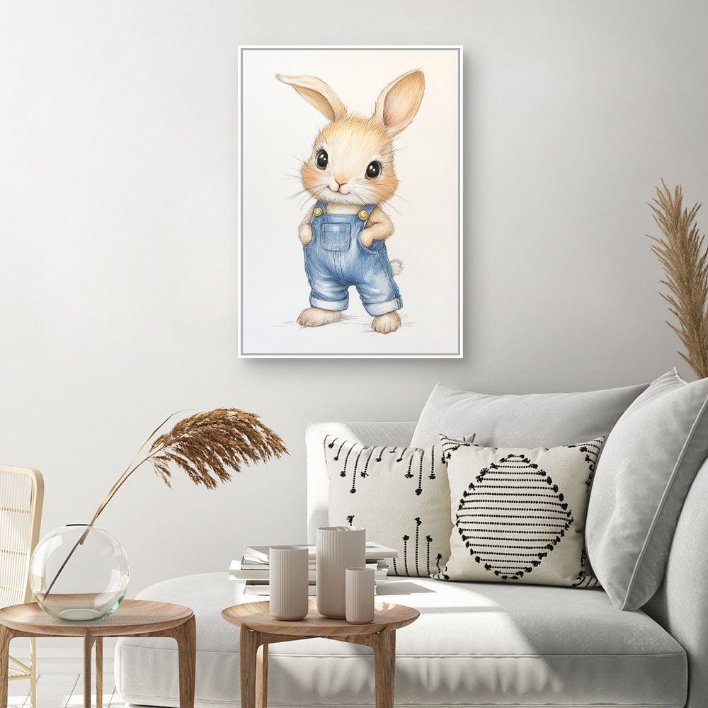 Tableau imprimé pour enfants 'Lapin adorable'