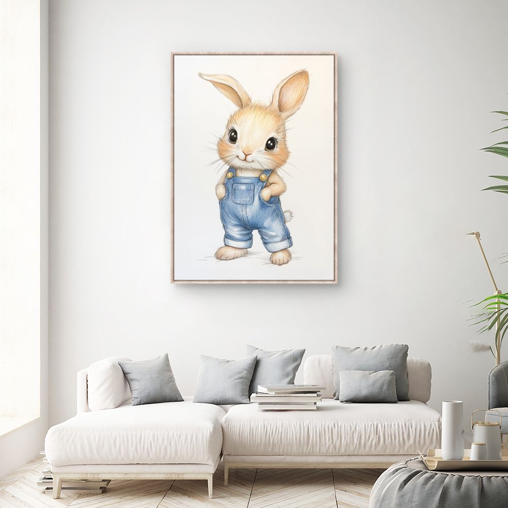 Tableau imprimé pour enfants 'Lapin adorable'