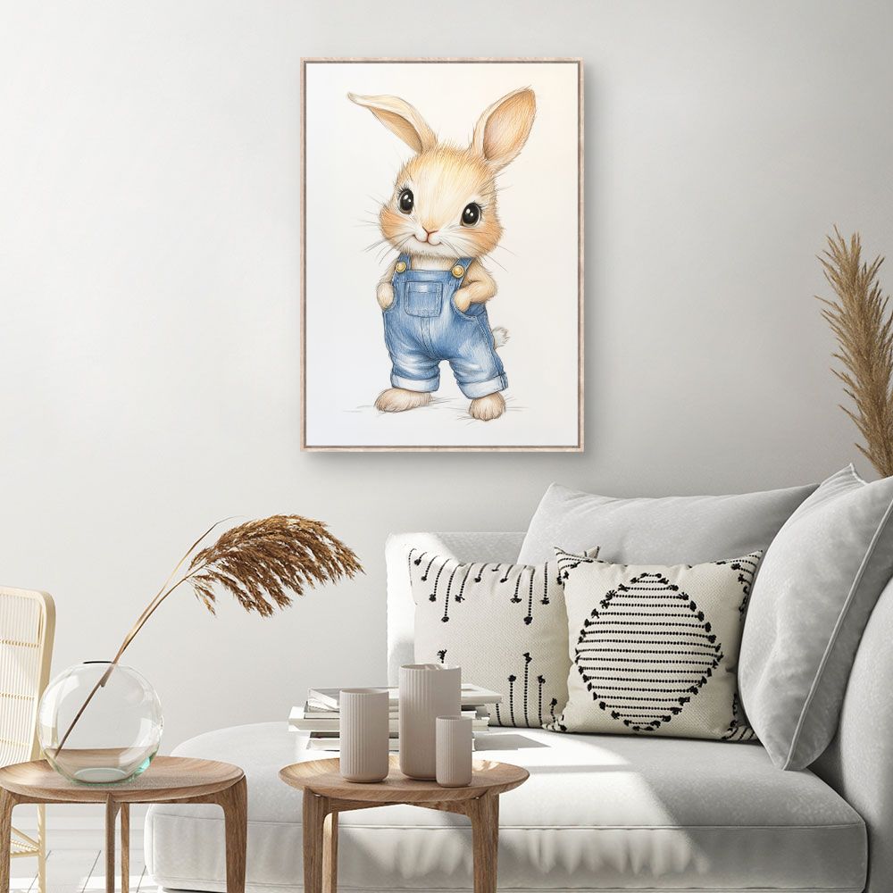 Tableau imprimé pour enfants 'Lapin adorable'