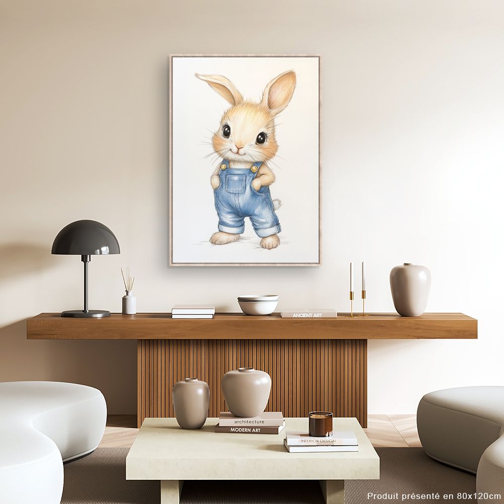 Tableau imprimé pour enfants 'Lapin adorable'